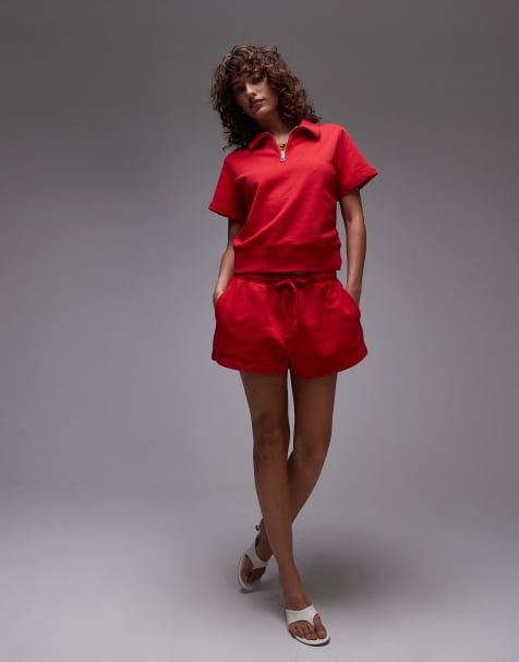 ARKET pure cotton polo and shorts set in red - view 1