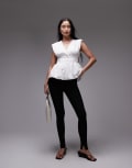 [Arket] ARKET pure cotton poplin pintuck blouse with corset waist in white 44 WHITE