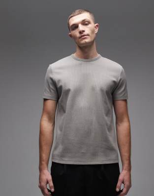 Arket Pure Cotton Premium Textured Retro Slim Fit Tee In Gray