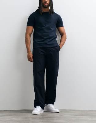 Arket Pure Cotton Pull On Dress Pants In Blue