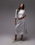 [Arket] ARKET pure cotton pull-on midaxi skirt in grey XS GREY