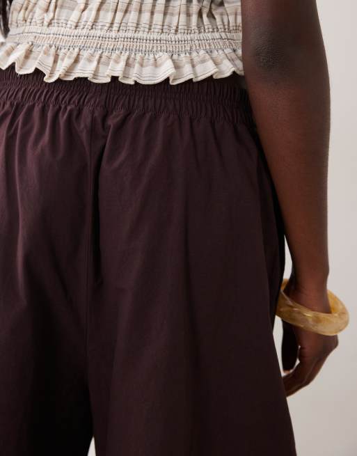 ARKET pure cotton pull on pants in brown, 3 of 5