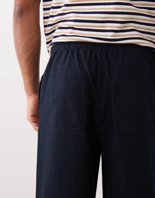 ARKET pure cotton pull on pants in dark blue, 4 of 5