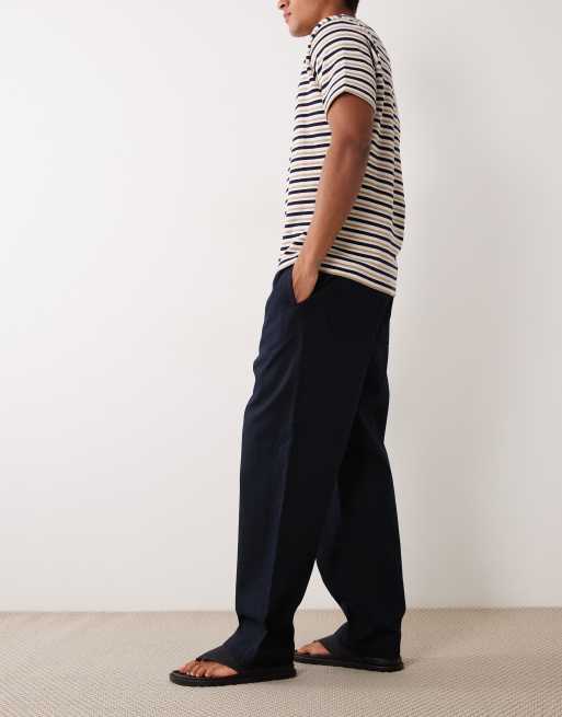 ARKET pure cotton pull on trouser in dark blue, 3 of 5