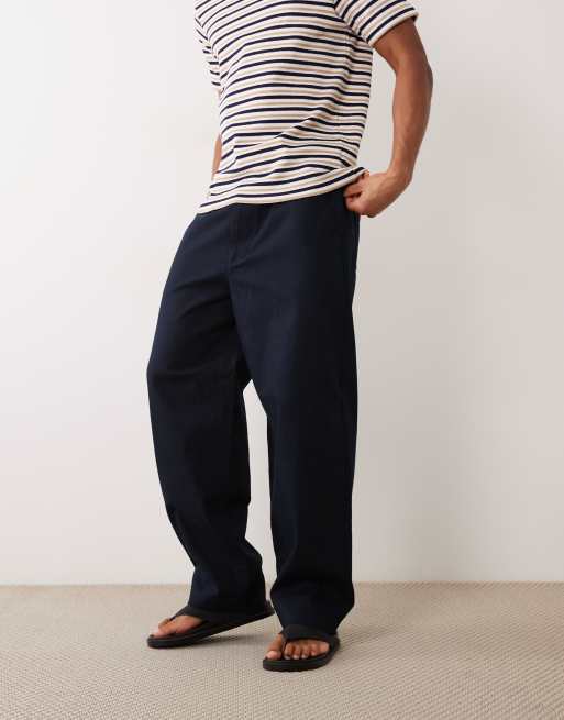 ARKET pure cotton pull on trouser in dark blue, 5 of 5
