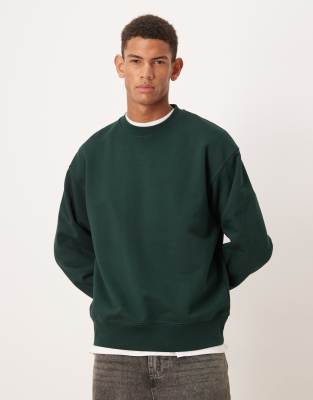 Arket Pure Cotton Relaxed Terry Sweatshirt In Green