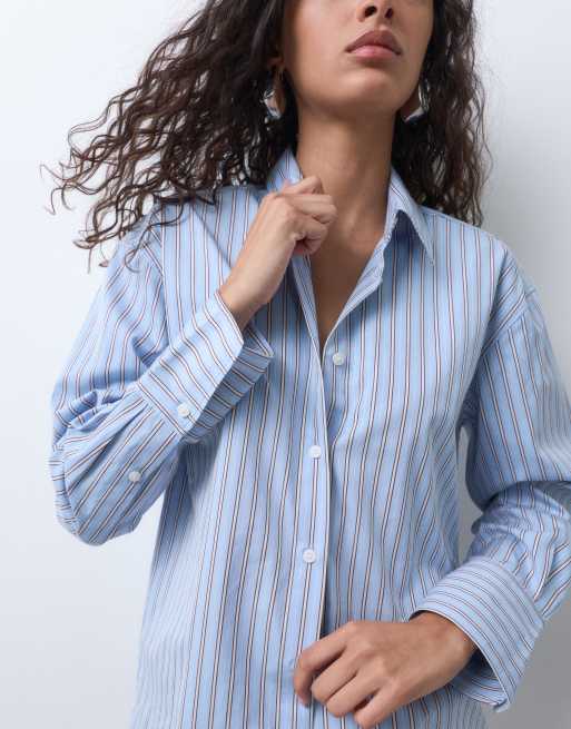 ARKET pure cotton shirt in blue & burgundy stripe, 2 of 5