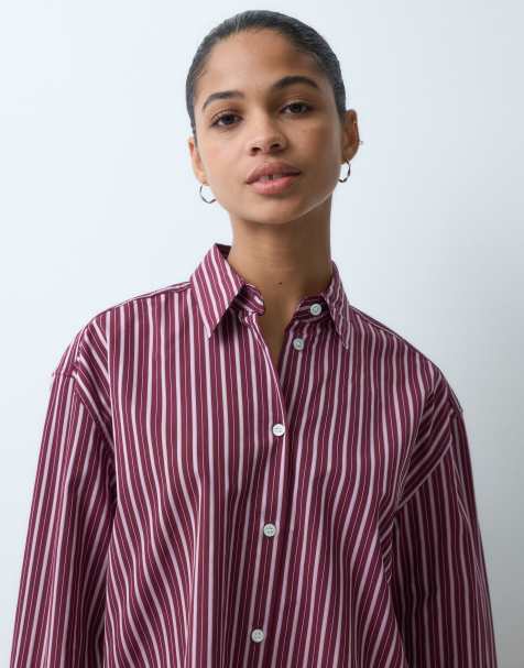 ARKET pure cotton shirt in dark red - view 1