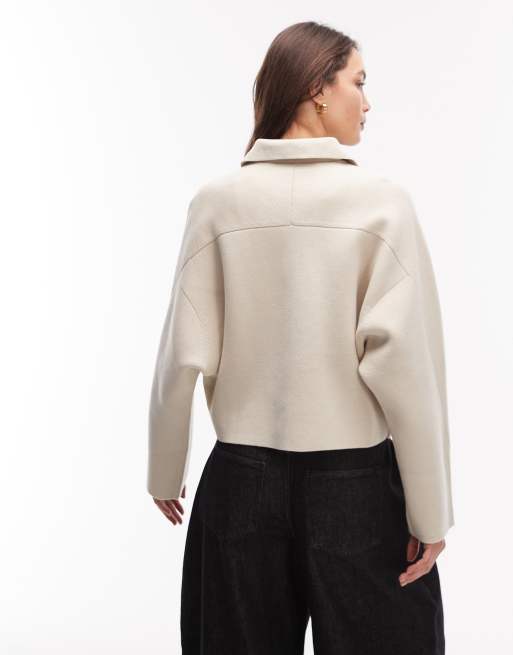 ARKET pure cotton short jacket in light beige, 3 of 4
