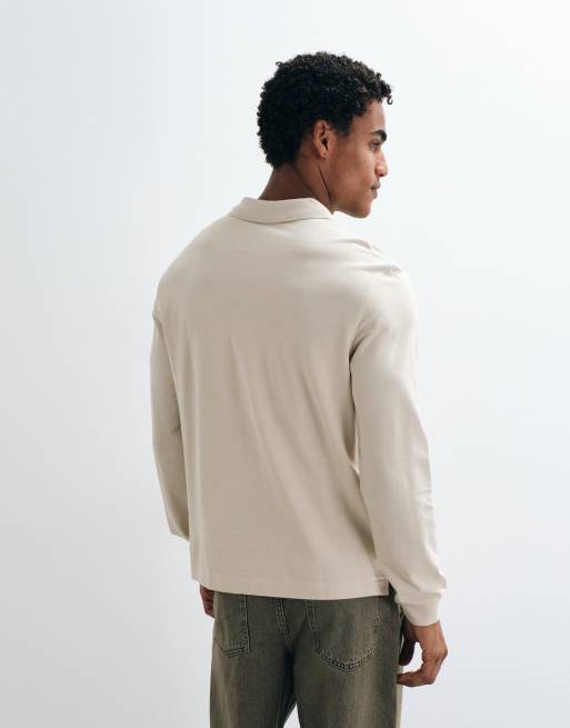 ARKET pure cotton short sleeve polo shirt in beige, 4 of 5