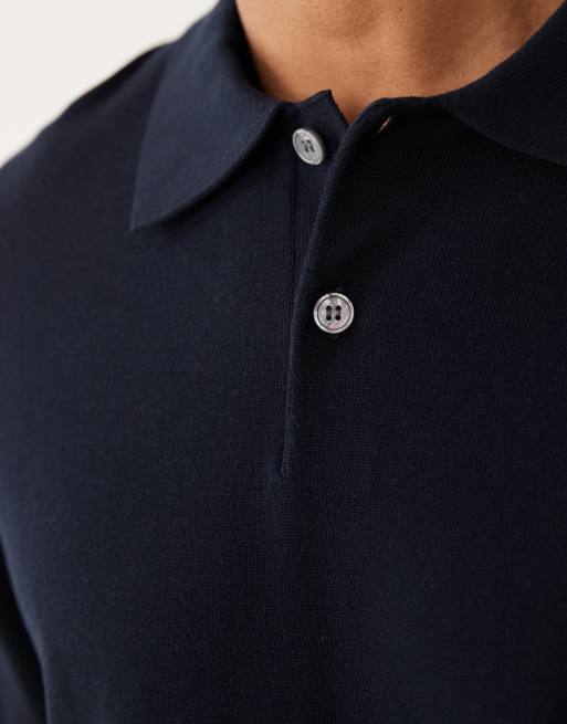 ARKET pure cotton short sleeve polo shirt in navy blue, 5 of 5