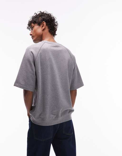 ARKET pure cotton short sleeve sweatshirt in gray melange, 4 of 4