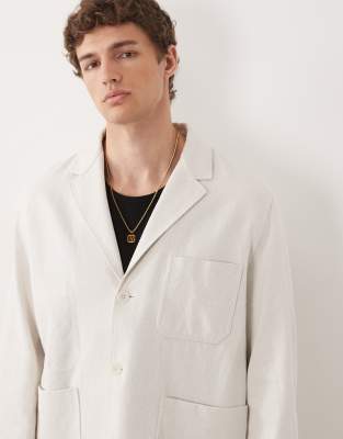 ARKET pure cotton single breasted suit jacket in beige beige 33490₽