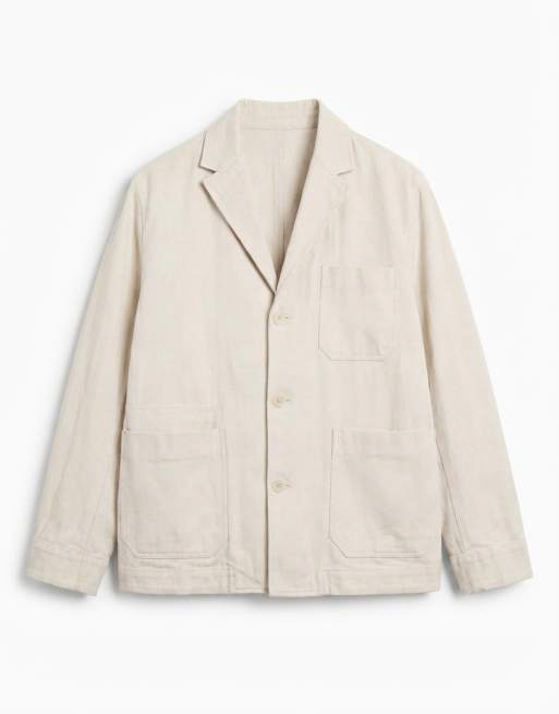 ARKET pure cotton single breasted suit jacket in beige, 6 of 7