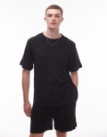 [Arket] ARKET pure cotton soft touch towelling oversized t-shirt in black (part of a set) M Black dark