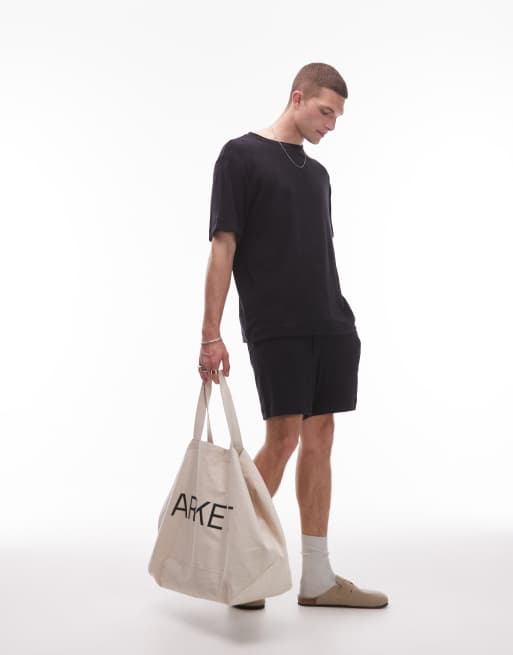 ARKET pure cotton soft touch towelling oversized t-shirt in black (part of a set), 2 of 4