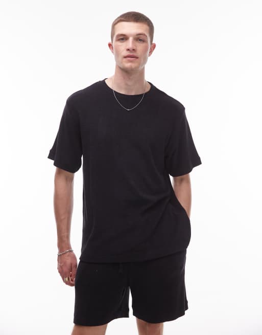 ARKET pure cotton soft touch towelling oversized t-shirt in black