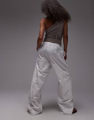 Arket Pure Cotton Straight Leg Embroidered Pants In White
