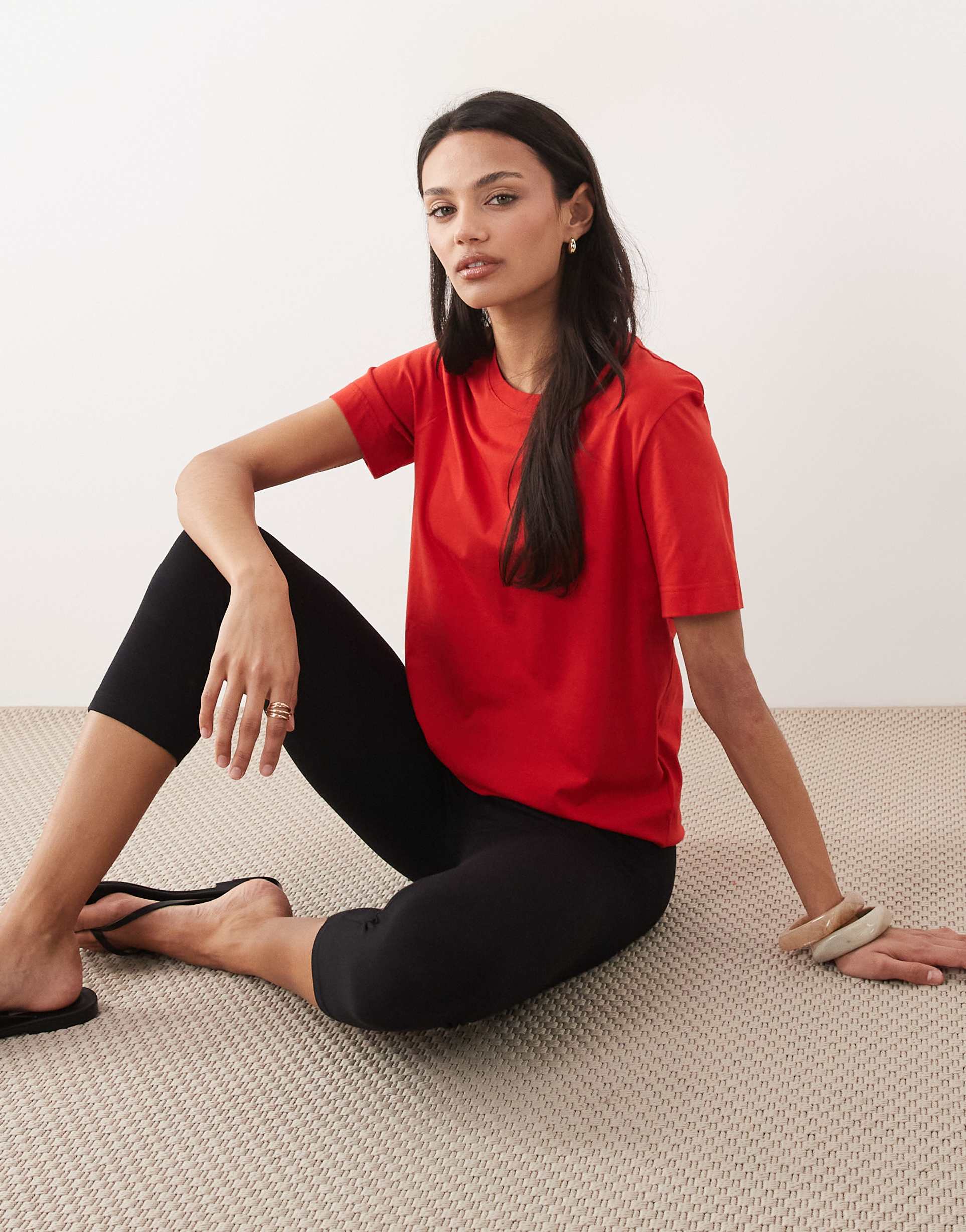 arket pure cotton t-shirt in red