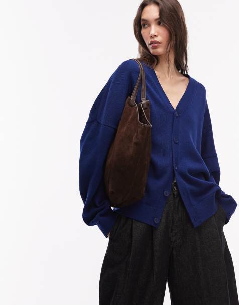 ARKET pure cotton v neck cardigan in dark blue