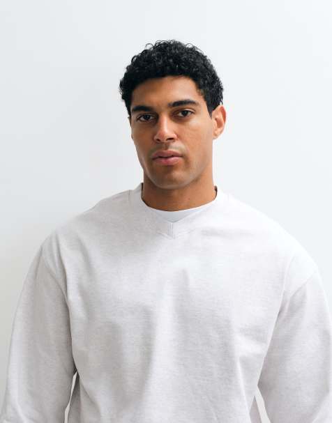 ARKET pure cotton v-neck sweatshirt in light gray - view 1