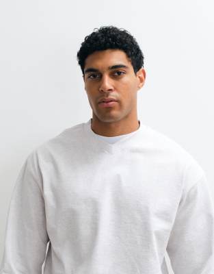 Arket Pure Cotton V Neck Sweatshirt In White