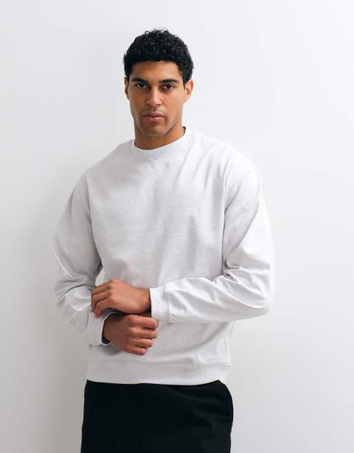 ARKET pure cotton v neck sweatshirt in light grey, 2 of 5