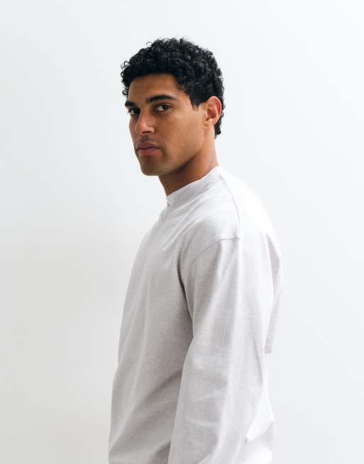 ARKET pure cotton v neck sweatshirt in light grey, 5 of 5