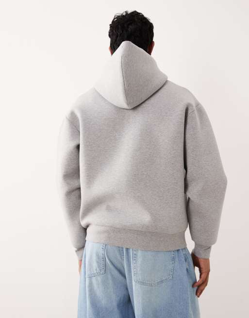 ARKET pure cotton zip up hoodie in gray scuba-style fabric