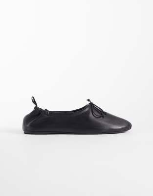 pure leather ballets flat in black
