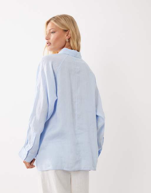 ARKET pure linen oversized shirt in light blue, 4 of 4
