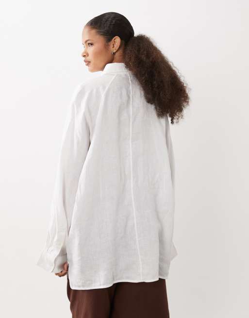ARKET pure linen oversized shirt in white, 4 of 4