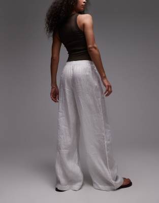 ARKET pure linen palazzo pants with pull-on waist in white