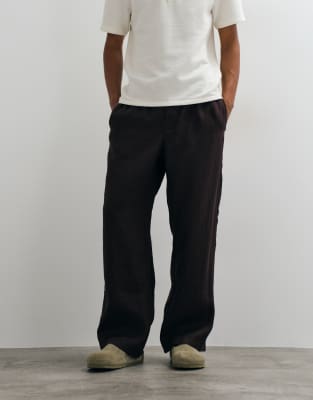 Arket Pure Linen Pants In Brown