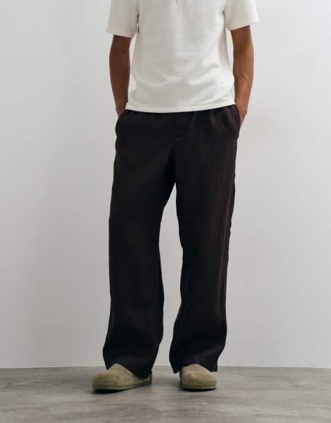 ARKET pure linen pants in chocolate brown - view 1