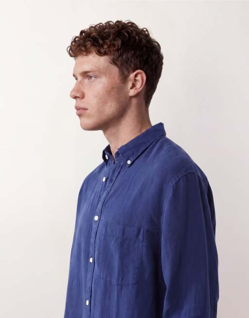 ARKET pure linen shirt in blue, 4 of 5