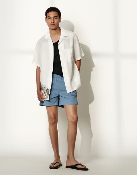 ARKET pure linen short sleeve resort shirt in white - view 1