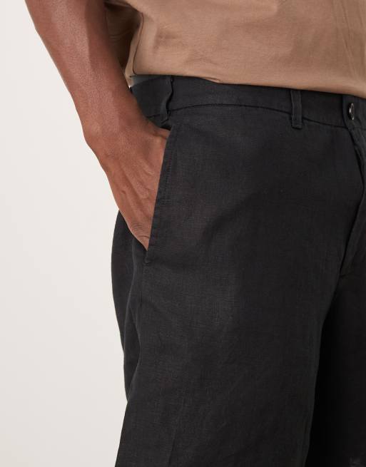 ARKET pure linen shorts in black, 4 of 5