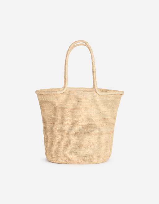 ARKET pure raffia straw large tote in natural beige, 2 of 3
