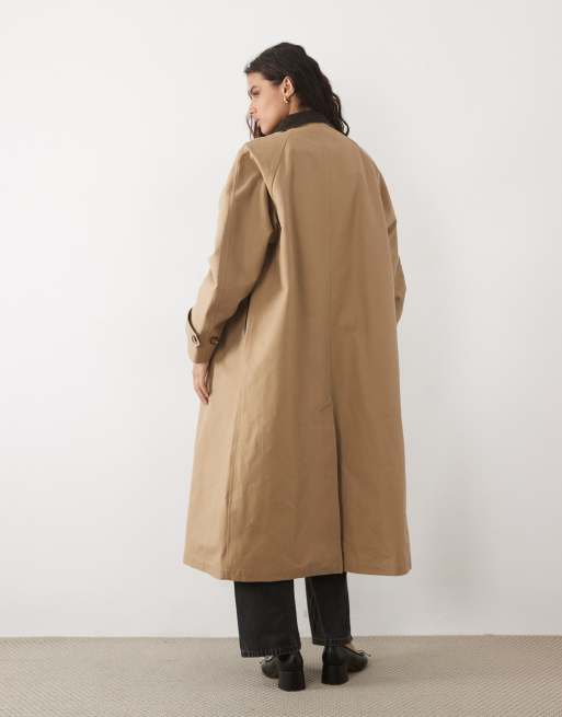 ARKET pure waxed cotton midi cord trench coat in beige, 4 of 4