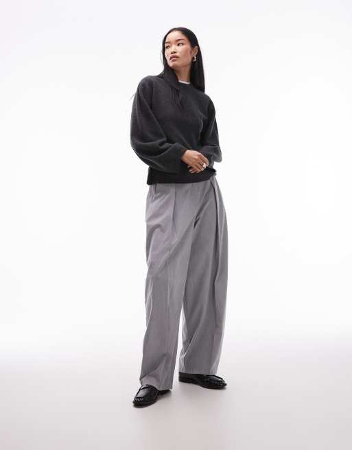 ARKET pure wool cinched waist jumper in dark grey, 2 of 4