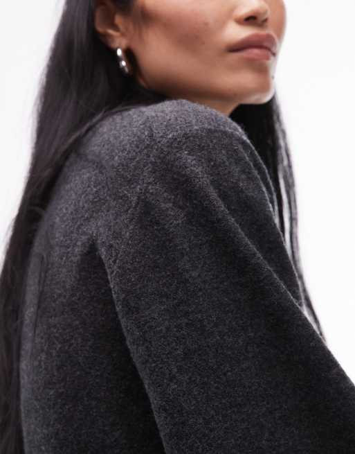 ARKET pure wool cinched waist sweater in dark gray, 4 of 4