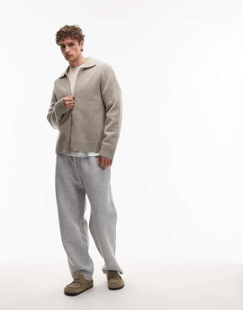 ARKET pure wool half zip oversized polo jumper in washed beige - view 1