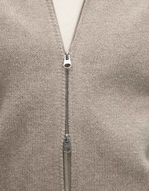 ARKET pure wool half zip oversized polo sweater in washed beige, 4 of 5