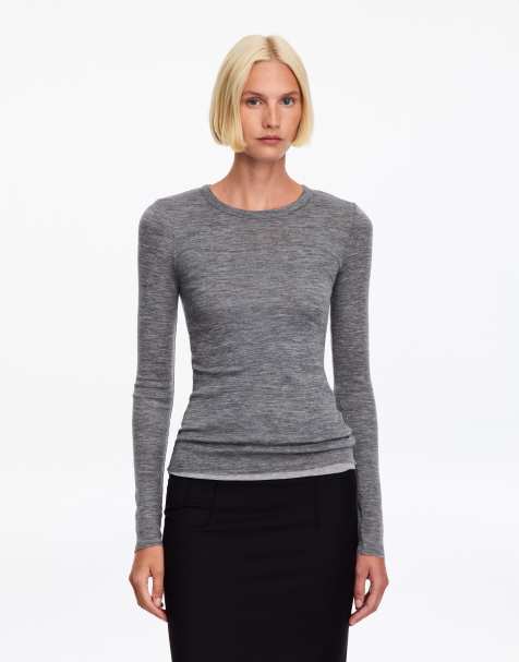 ARKET pure wool long sleeve top in grey - view 1