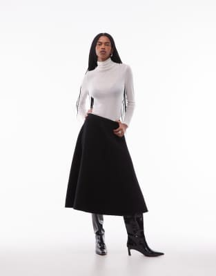 Arket ARKET pure wool pleated maxi skirt in black