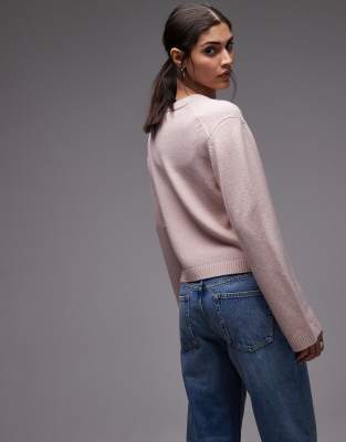 Arket Pure Wool V-neck Tie Front Cardigan In Pink