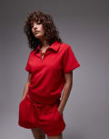 [Arket] ARKET quarter zip short sleeve polo in red 2XS RED
