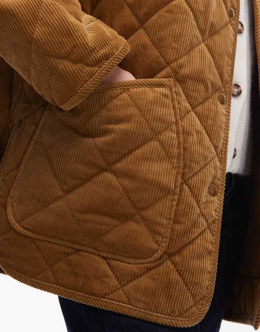 ARKET quilted cord barn jacket with contrast collar in light brown, 3 of 4