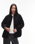 [Arket] ARKET quilted cord oversized jacket with contrast collar in black 2XS BLACK